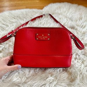 KS Red Small Crossbody Leather 9” Long